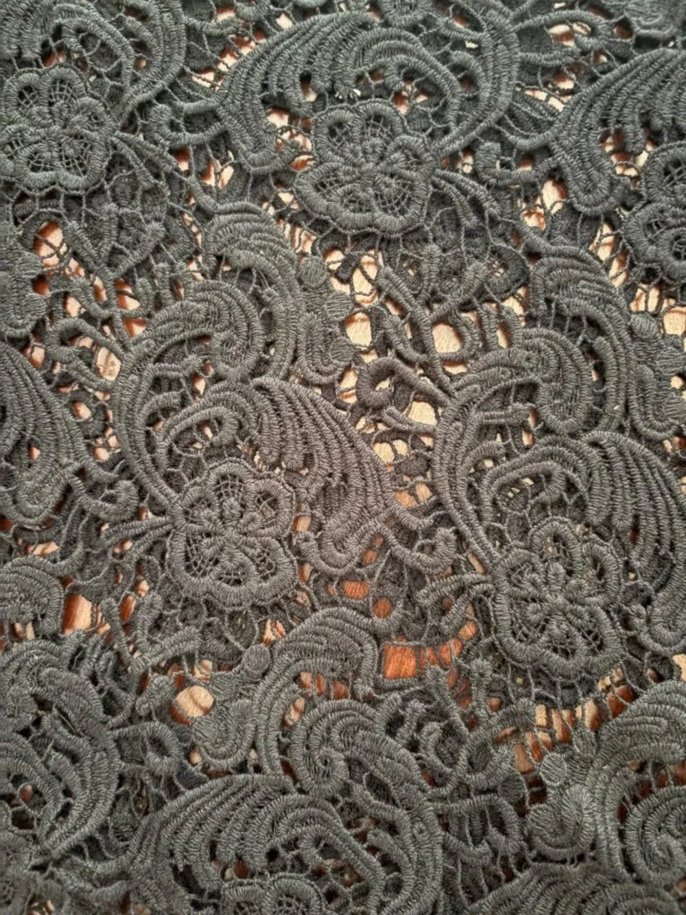 Black Boho Floral Lace Sheer Crochet Top Women’s Fits like a Petite Medium